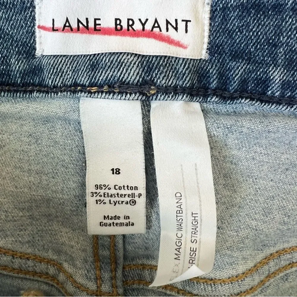Lane Bryant Flex Magic Waistband High Rise Straight Color Block Crop Jeans